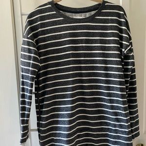 Lou & Grey striped oversized soft sweatshirt side zip
